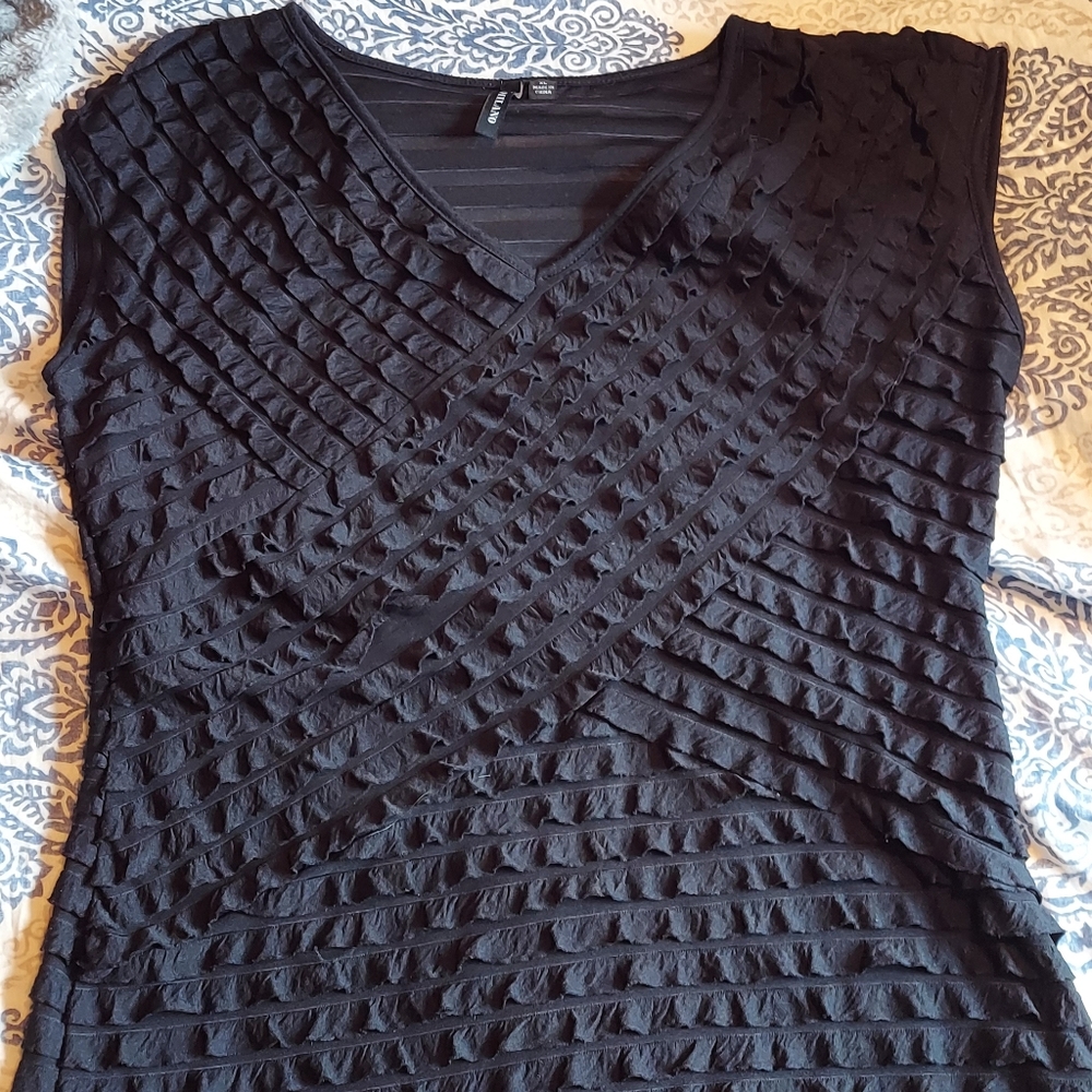 Black frilled shirt sleeve tunic